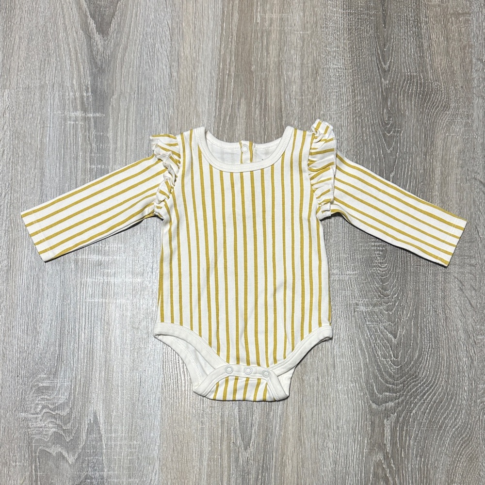 Charming Yellow and White Striped Kids Bodysuit